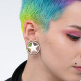 Pair Star 316L Surgical Steel Screw Fit Flesh Tunnels Plugs