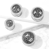 Pair Antique Silver Plated 2 Crescent Moons Star Screw Fit Flesh Ear Tunnels Plugs