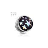 Pair Star Hologram Screw Fit Flesh Tunnels Ear Plugs