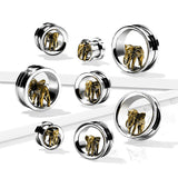 Gold Elephant 316L Surgical Steel Screw Fit Flesh Tunnel Plugs