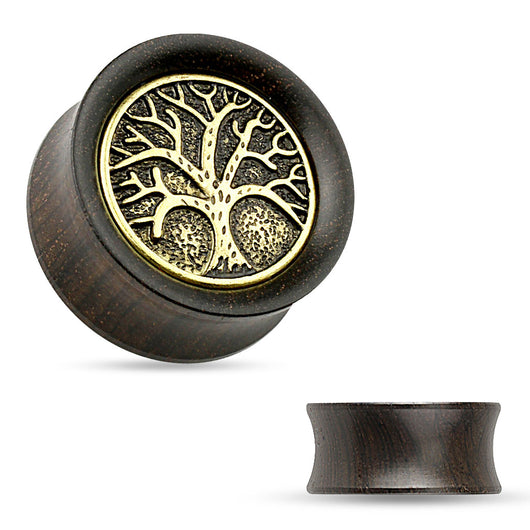 Organic Tree Of Life Top Ebony Wood Saddle Ear Plugs