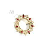1 Pc Tribal Lotus Flower With Zircon Set Petal Screw Fit Flesh Tunnels Plugs