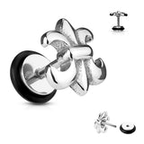 Pair Of Fleur De Lis 16Gauge Surgical Steel Fake Ear Plugs