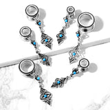 Pair Turquoise Stone Tribal Charms Dangle Screw Fit Ear Flesh Tunnel Ear Plugs