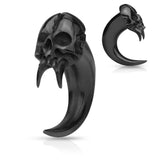 1 Pc Angel of Death Skull Hand Carved Organic Horn Ear Taper Ear Plug