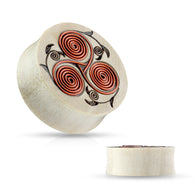 Tribal Floral Copper Wires Design Natural Crocodile Wood Saddle Plugs