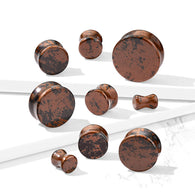 Pair Of Mahogany Obsidian Natural Stone Double Flared Plugs
