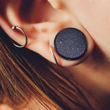 Pair Of Blue Sand Natural Stone Double Flared Plugs