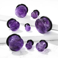 Pair Amethyst Semi Precious Stone Domes Single Flare Ear Plugs