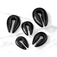 1 Pc Black Agate Semi Precious Stone Keyhole Hanger Ear Taper