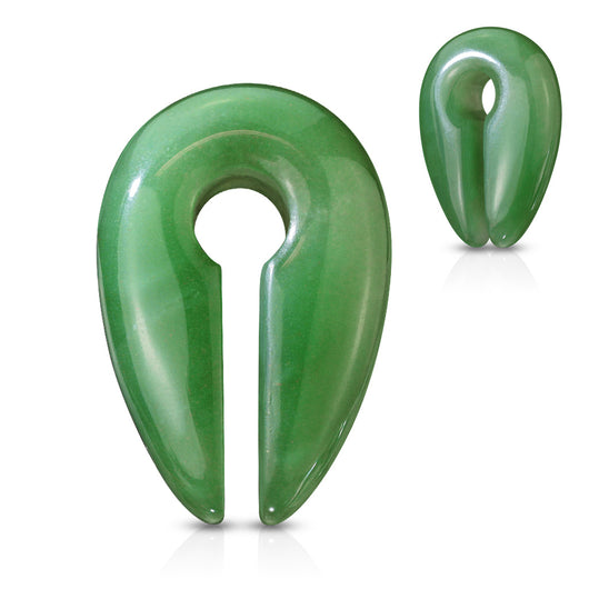 1 Pc Jage Green Semi Precious Stone Keyhole Hanger Ear Taper