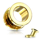 Pair Of Titanium Plated Ear Plugs Screw Fit Flesh Tunnels