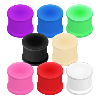 Big Size Vibrant Color Silicone Ultra Flexible Double Flat Flared Plugs Ear Retainers