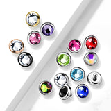 Mixed Sz Flat Bottom Dome Assorted CZ Dermal Anchor Top