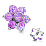 6 mm Opal Prong Set Flower Internal Threaded Dermal Anchor Tops