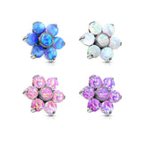 6 mm Opal Prong Set Flower Internal Threaded Dermal Anchor Tops