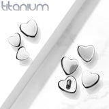 10 Pc Value Pack Titanium Flat Heart Dermal Anchor Top