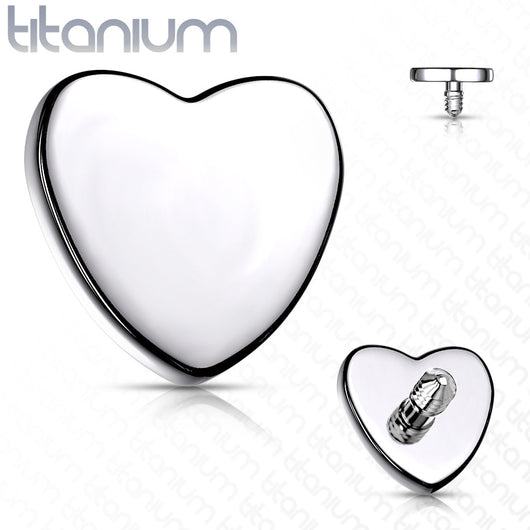 Titanium Flat Heart Dermal Anchor Top