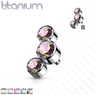 Titanium 3 Round Bezel CZ Top Parts For Lip Eyebrow Dermal