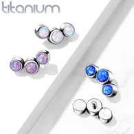 Titanium 3 Round Bezel Opal Dermal Anchor Top