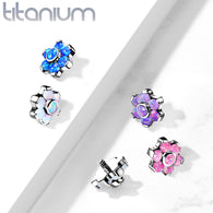 Titanium Opal Flower Bezel Center Petals Dermal Anchor Top