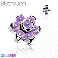 Titanium Opal Flower Bezel Center Petals Dermal Anchor Top