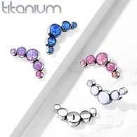 Titanium Round Bezel Opal Top For Lip Eyebrow Dermal