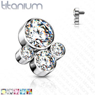 Titanium Bezel CZ Cluster Top For Lip Eyebrow Dermal