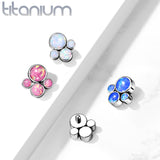 Titanium Bezel Opal 4 Clusters Top for Lip Eyebrow Dermal