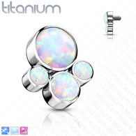 Titanium Bezel Opal 4 Clusters Top for Lip Eyebrow Dermal