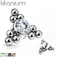 Titanium Bezel CZ Trinity Ball Clusters For Lip Eyebrow Dermal