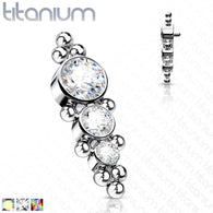 Titanium Descending CZ Ball Clusters Top For Lip Eyebrow Dermal