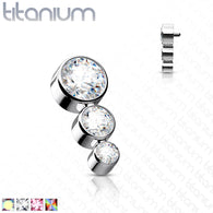 Titanium Descending CZ Top For Lip Eyebrow Dermal