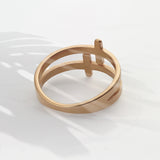 Double Cross Rose Gold PVD Plated Stainless Steel Ring