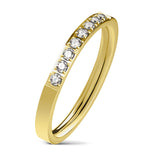 8 CZ CNC Machine Set Single Lined Gold Wedding Band Ring