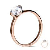 Round Solitaire CZ Set Rose Gold Wedding Engagement Ring