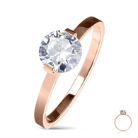 Round Solitaire CZ Set Rose Gold Wedding Engagement Ring