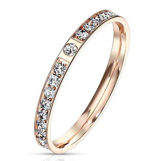 CZ Paved Engagement Rose Gold Rings Eternity Ring