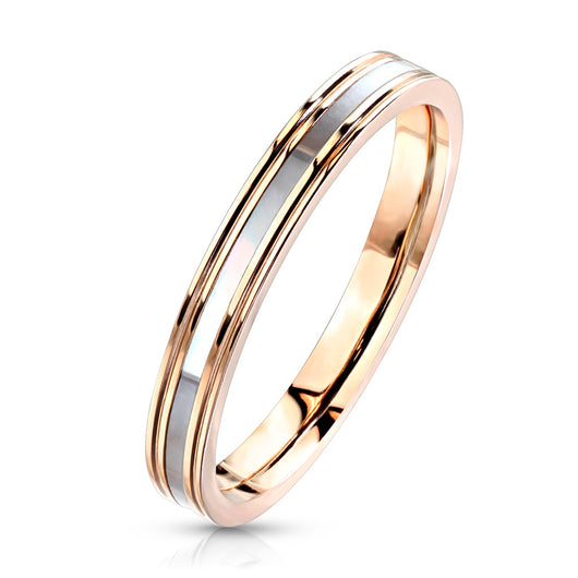 Mother Of Pearl Inlaid Center Rose Gold Rings