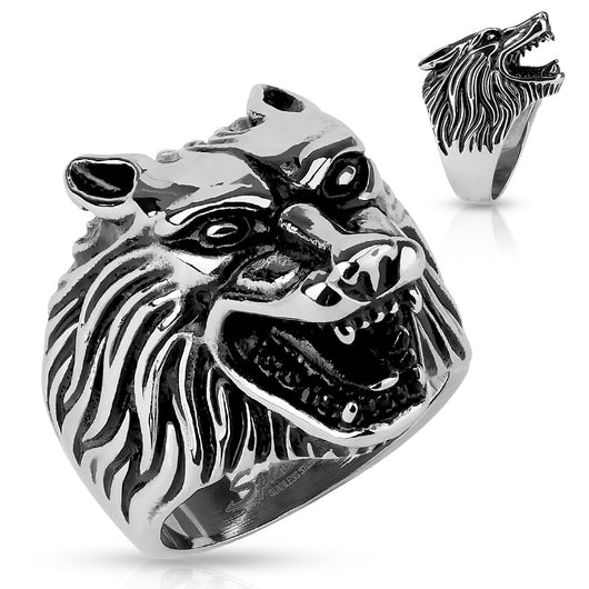 Wolf Head 316L Stainless Steel Rings