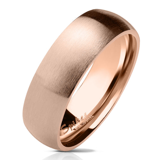 Classic Dome Rose Gold PVD Stainless Steel Band Rings