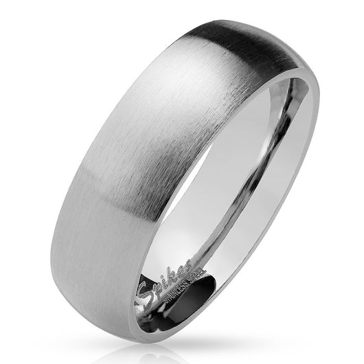Matte Finish Surface Classic Dome Stainless Steel Band Rings