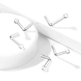 5 Pc Pack Flexible Clear L Bend Nose Ring With 2 MM Ball Retainer