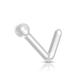 5 Pc Pack Flexible Clear L Bend Nose Ring With 2 MM Ball Retainer