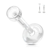 1 Pc Bio Flex Clear 3 mm Push- In Top Tongue Ring Lip Piercing Retainers 14G