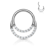 Precision CNC Lined CZ Set All Surgical Steel Hinged Segment Hoop Ring