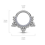 CZ & Ball Cluster Hinged Hoop Segment Ring Nose Septum Ear Cartilage