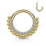 All 316L Surgical Steel CZ & Ball Hinged Hoop Segment Rings Nose Septum