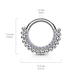 All 316L Surgical Steel CZ & Ball Hinged Hoop Segment Rings Nose Septum