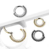 All 316L Surgical Steel CZ & Ball Hinged Hoop Segment Rings Nose Septum